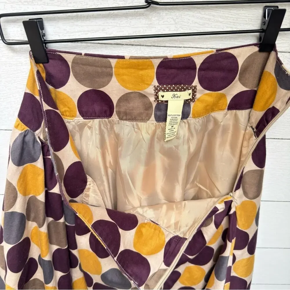 XXi Forever 21 100% Cotton Multicolor Polka Dot Skater Skirt - Medium
